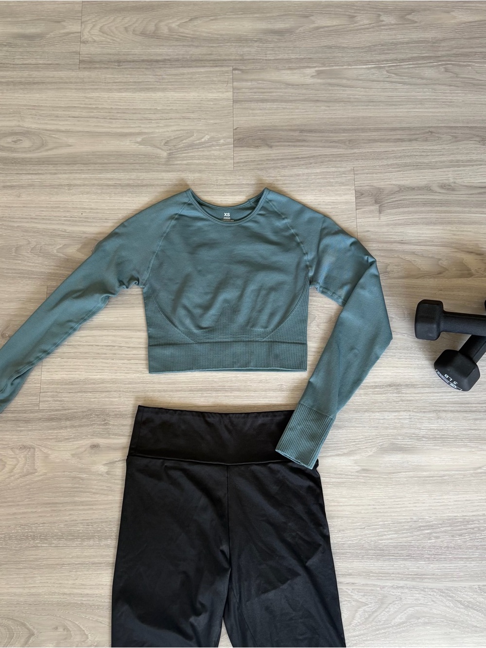 Seamless Long-Sleeve Cropped Top in Sage